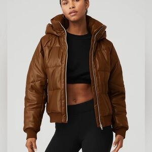 Alo faux leather Brown Puffer jacket